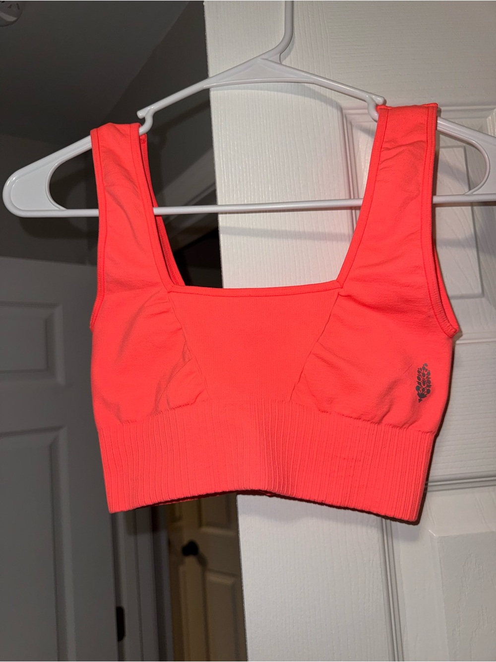 Free People Neon Coral Seamless Sports Bra